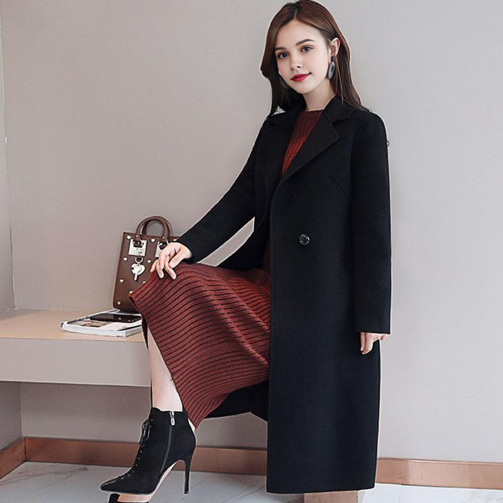 Wool Coat Peacoat - معطف نسائي صوفي بلون موحد، جاكيت