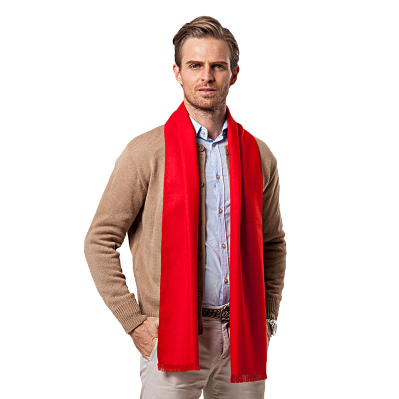 Wool Scarf Men - أزياء الشتاء بلون الرجال وشاح أحمر