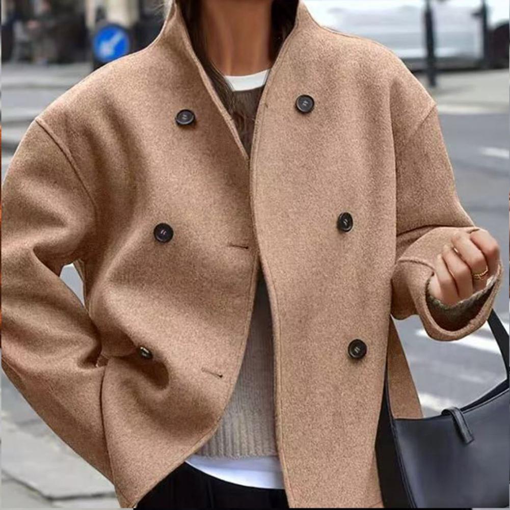 Wool Coat Peacoat - معطف نسائي شتوي قصير من الصوف،