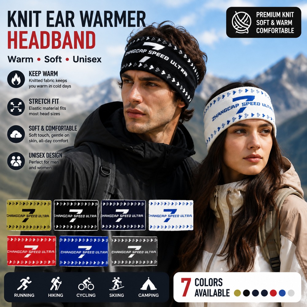 Fleece Ear Warmer Band - عصابة رأس شتوية محبوكة لتدفئة الأذنين،