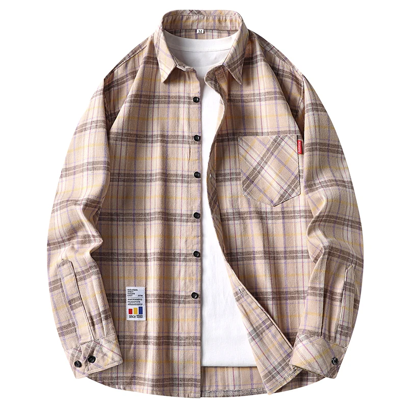 Flannel Shirt Lined - قمصان رجالية كاجوال من الفلانيل بنقشة