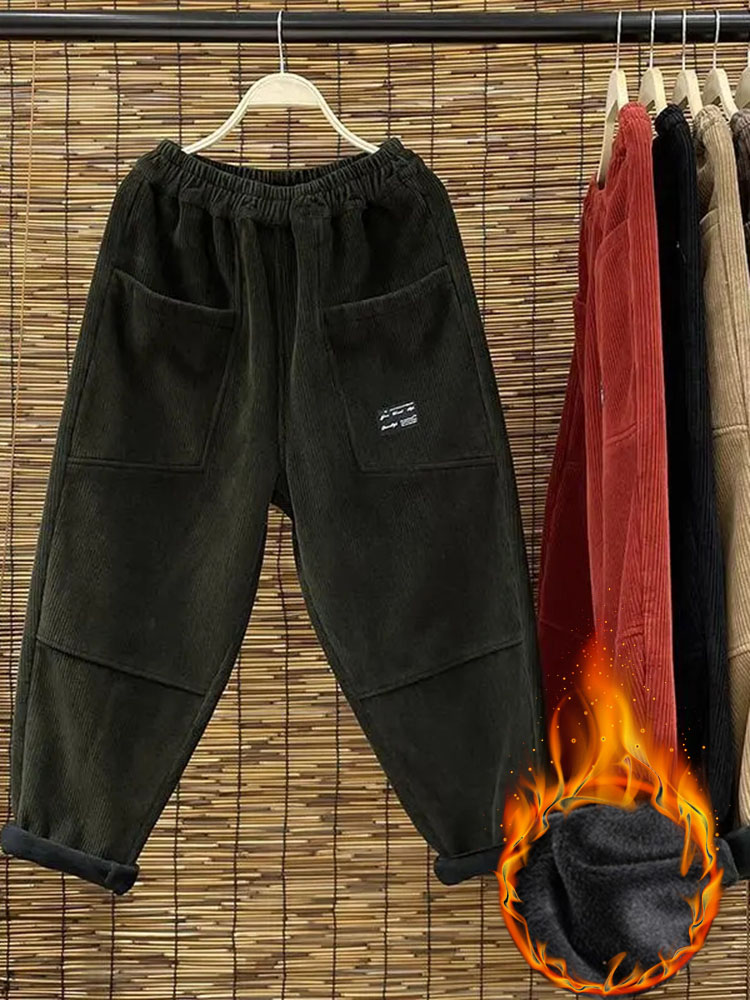 سروال قصير عالي الخصر للمرأة ب - مراجعة Corduroy Pant Warm وسعره