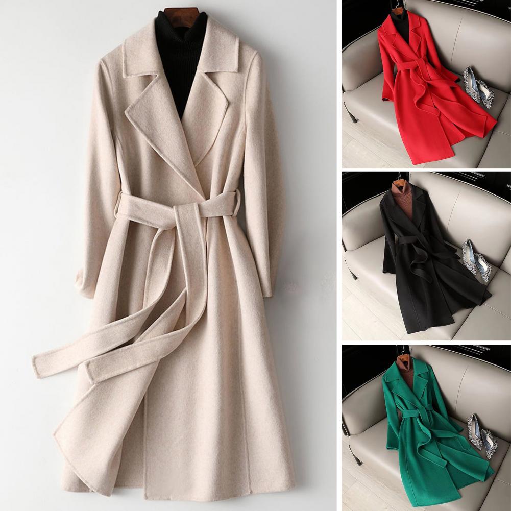 معطف صوف نسائي طويل مع حزام وي - مراجعة Wool Coat Peacoat وسعره