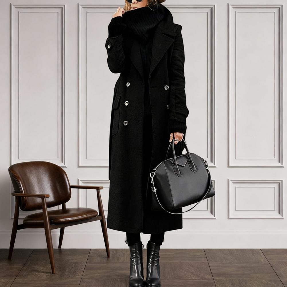 معطف نسائي طويل بتصميم كلاسيكي - مراجعة Wool Coat Peacoat وسعره