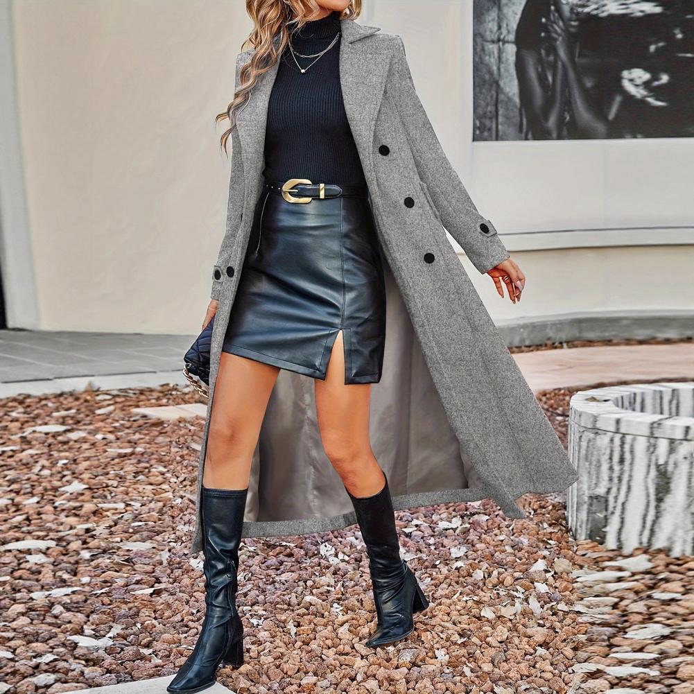 معطف خريفي نسائي طويل من الصوف - مراجعة Wool Coat Peacoat وسعره